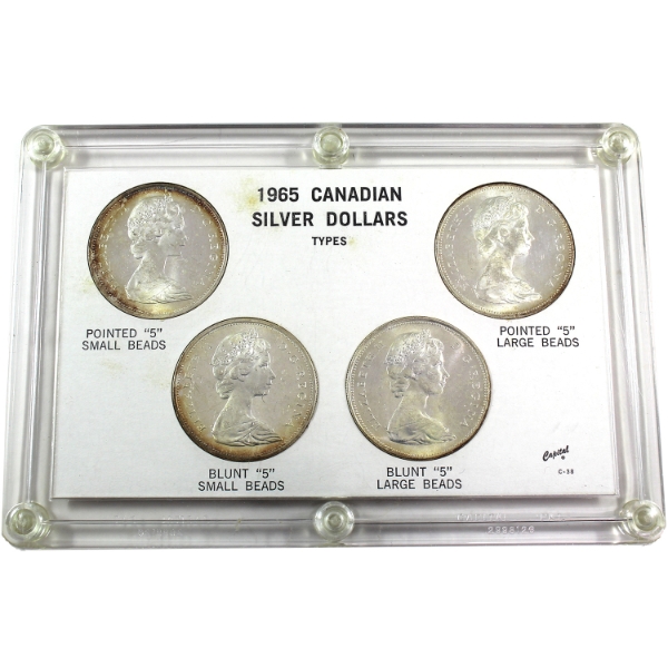 1965 Silver Dollar 4 Types in Hard Plastic Vintage Case