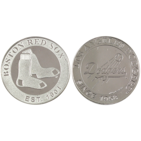 2x 1oz THM/MLB Boston Red Sox Est. 1901 & LA Dodgers Since 1958 .999 Fine Silver Rounds. 2pcs.