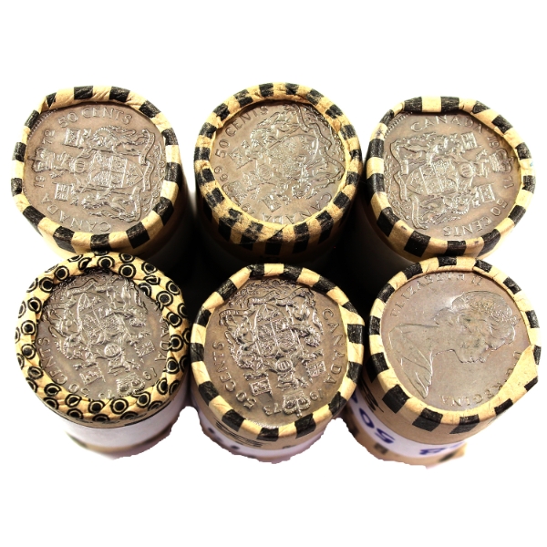 1968-1973 50-cent Original Wrapped Rolls of 20pcs. 6 Rolls.