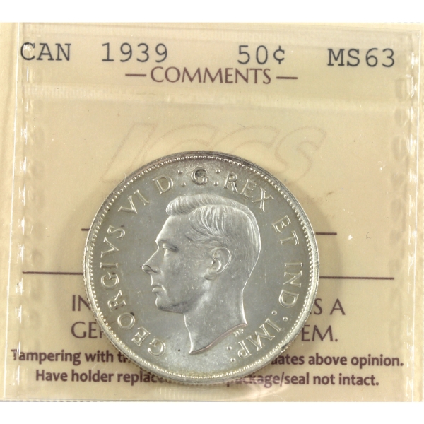 50-cent 1939 ICCS MS63