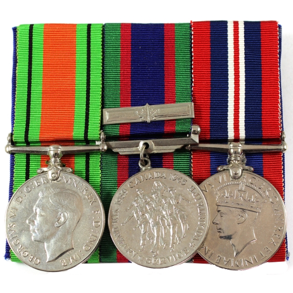 1939-1945 Canadian War Medal, Canadian Defense Medal, & Volunteer Service Medal, Silver. 3pcs.