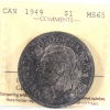 Image 1 : Silver $1 1949 ICCS MS65