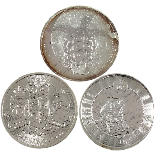 3x World 2012-2023 .999 Fine Silver Rounds. 3pcs. (Tax Exempt)
