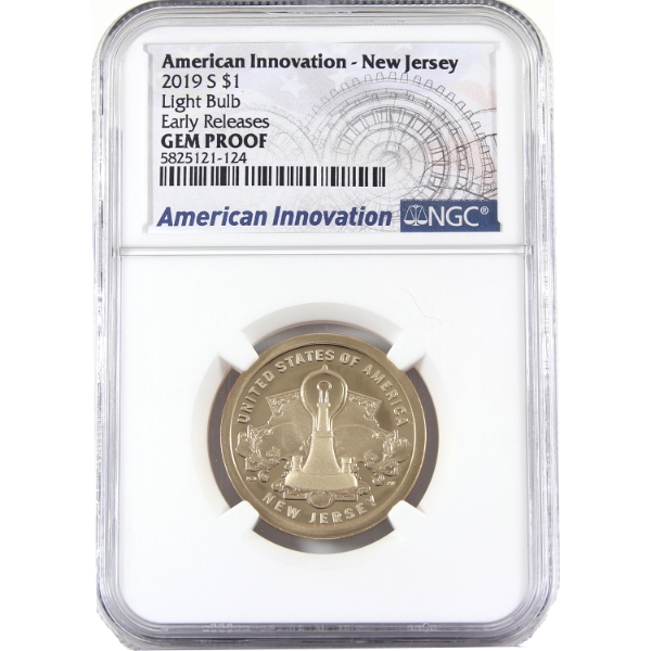 USA 2019S $1 American Innovations - New Jersey Light Bulb Early Releases NGC GEM Proof