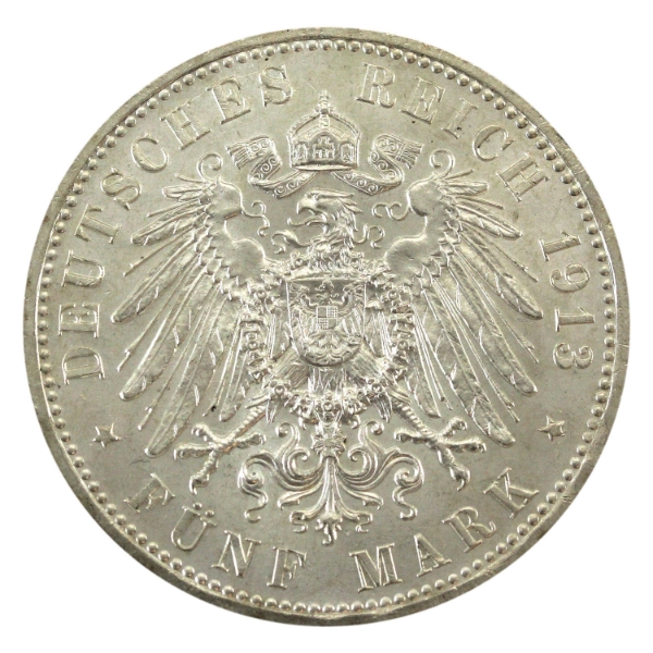 German States-Prussia 1913A 5 Mark UNC+