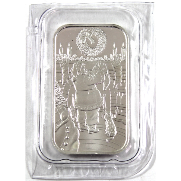 1oz SilverTowne Santa Hanging Stockings .999 Fine Silver Bar (Tax Exempt)