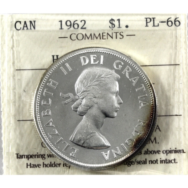 Silver $1 1962 ICCS PL66 Heavy Cameo