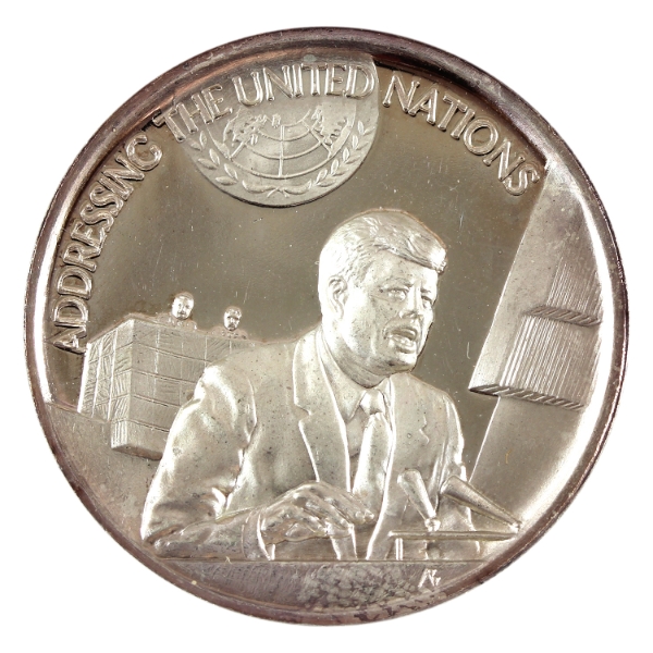 The Legacy of John F. Kennedy - Addressing the United Nations 1oz .999 Fine Silver Medallion 