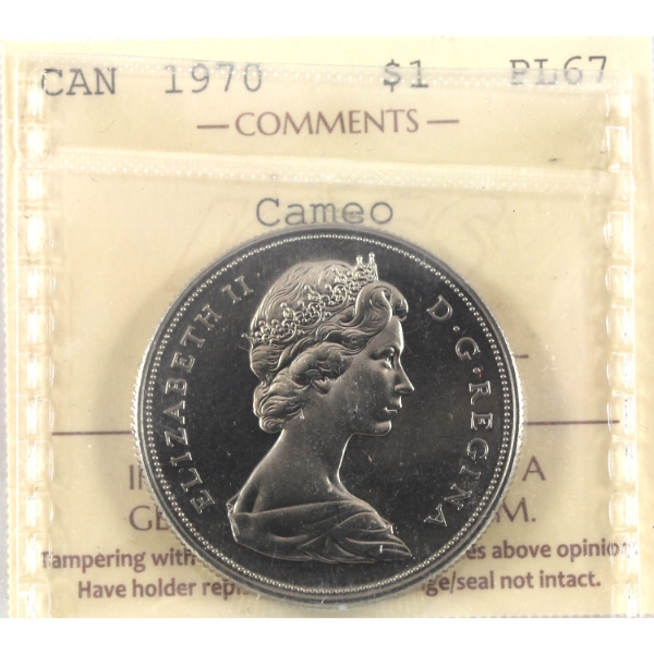 Nickel $1 1970 Manitoba ICCS PL67 Cameo