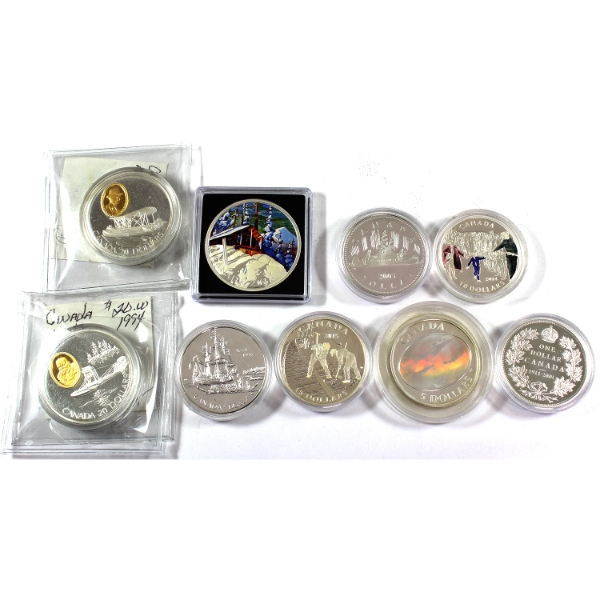 1994-2016 Assorted Silver Coins. 9pcs.