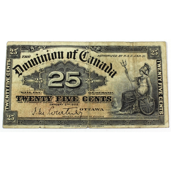 DC-15a 1900 25-cent Shinplaster F-VF Courtney