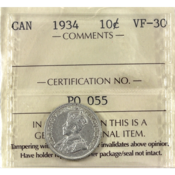 10-cent 1934 ICCS VF30
