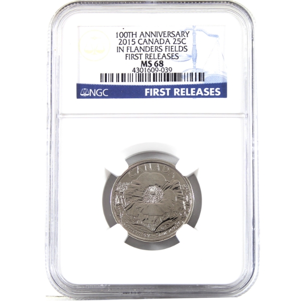 25-cent 2015 In Flanders Fields NGC MS68 First Releases
