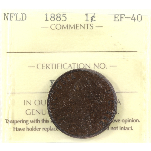 Newfoundland 1-cent 1885 ICCS EF40