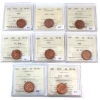 Image 1 : 1-cent 1952, 1953 NSF, 1954 SF, 1955 SF, 1956, 1957, 1958 & 1959 Cameo ICCS MS63 to MS64 Red. 8pcs