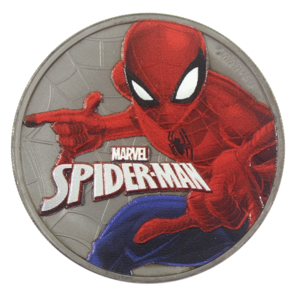 Tuvalu Silver 2017 $1 Marvel Spiderman Ruthenium Plated 1oz .9999 Fine Silver Coin (Tax Exempt)