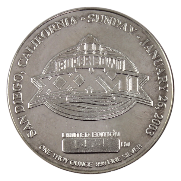 1oz Highland Mint 2003 Super Bowl XXVII Champions Tamba Bay Buccaneers .999 Fine Silver Round