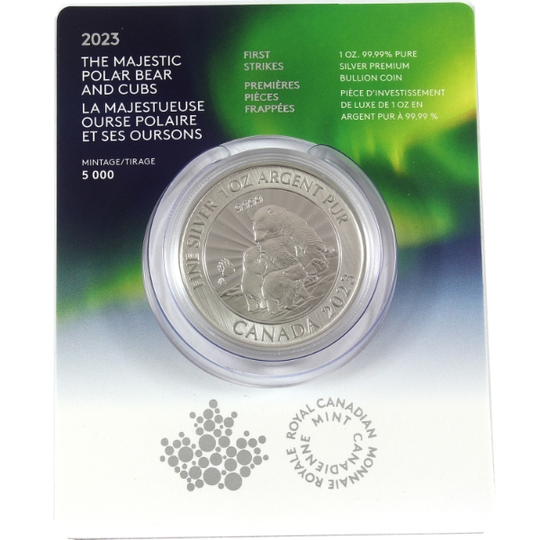 1oz 2023 $5 The Majestic Polar Bear .9999 Fine Silver Coin, Still Sealed! (Tax Exempt)