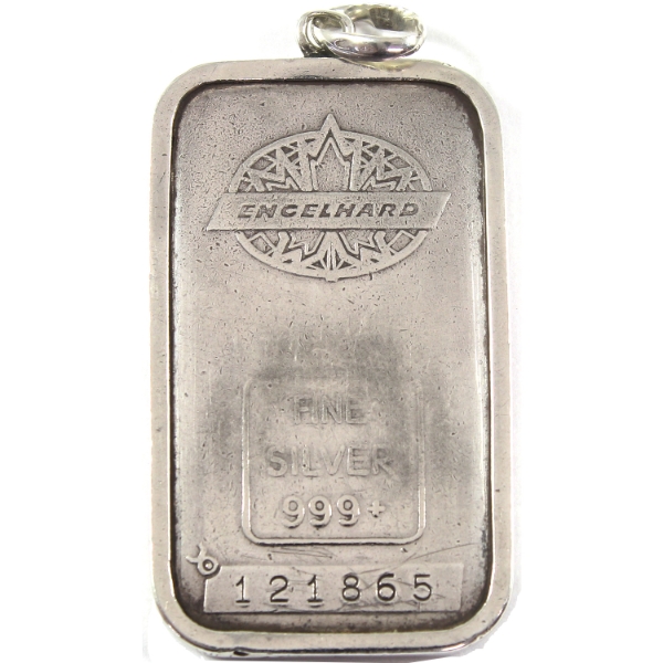 1oz Engelhard c.1981 Maple Leaf Logo .999+ Silver Bar, in Bezel (Tax Exempt)
