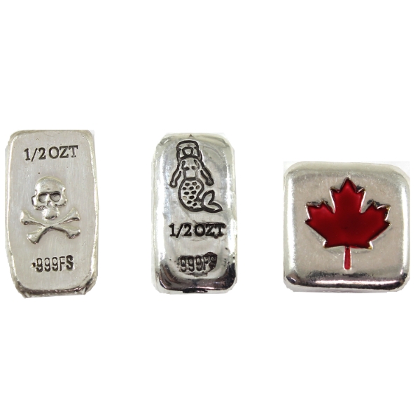 2oz Lot Total! 1oz & 1/2oz RSSC .999 Fine Silver Bars. 3pcs. (Tax Exempt)