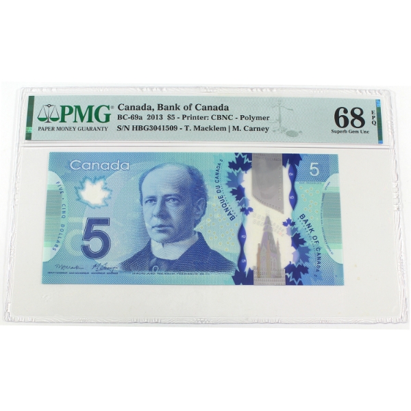 BC-69a 2013 $5 PMG Superb GEM UNC68 EPQ Macklem-Carney SN:HBG3041509