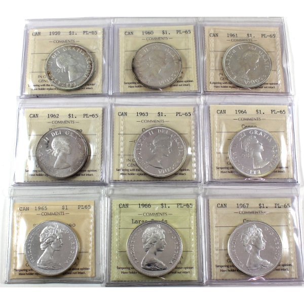$1 1959-1967 ICCS PL65. 9pcs.