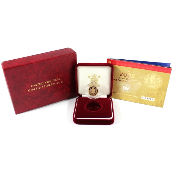 Great Britain 2002 Gold Proof Half Sovereign in Original Case w/ COA