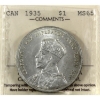 Image 1 : Silver $1 1935 ICCS MS65