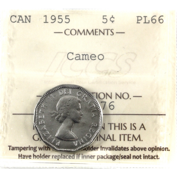 5-cent 1955 ICCS PL66 Cameo