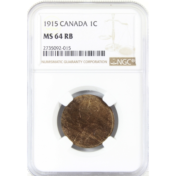 1-cent 1915 NGC MS64 Red & Brown
