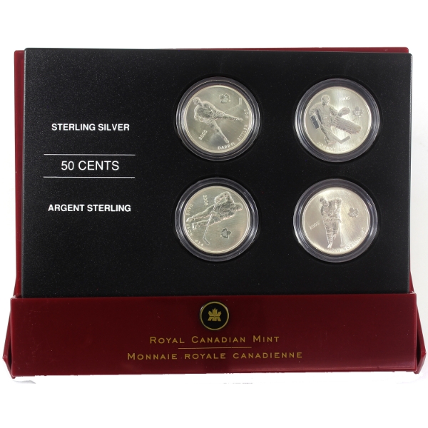 2005 50-cent Toronto Maple Leafs Hockey Legends 9.3g Sterling Silver Four Coin  Set