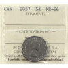 Image 1 : 5-cent 1957 ICCS MS66