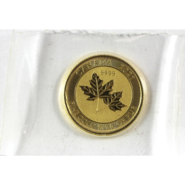 1/4oz 2021 $1 Twin Maple Leaf .9999 Fine Gold Coin (Tax Exempt)