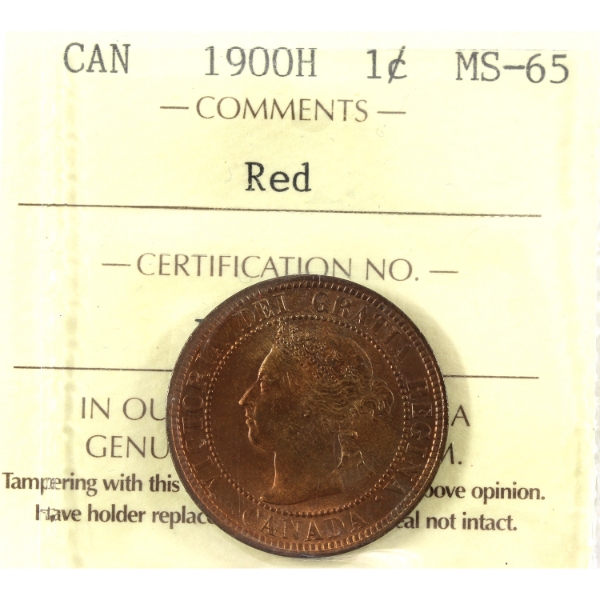 1-cent 1900H ICCS MS65 Red