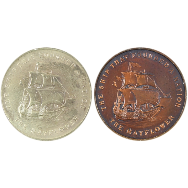 1620-1970 Mayflower The Ship That Founded A Nation 350th Anniversary 2-Medal Set in Black Wallet