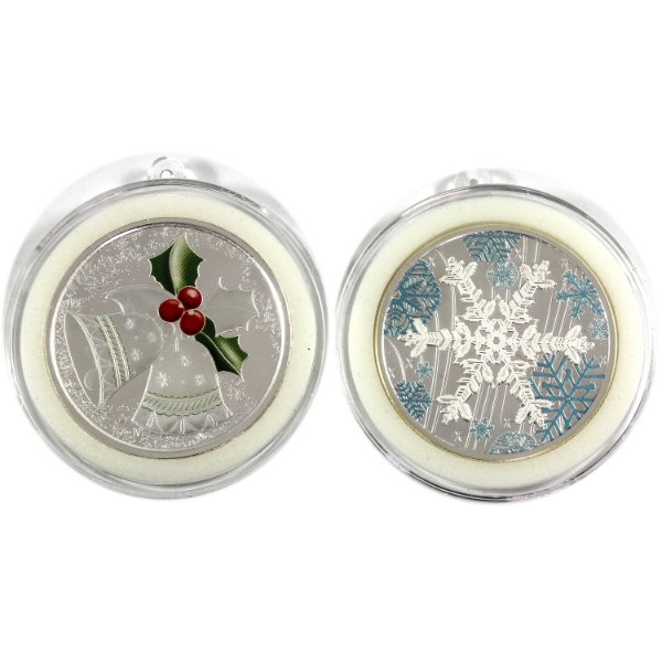 2x 1oz TD Silver Bells & Snowflake .999 Fine Silver. 2pcs (Tax Exempt)