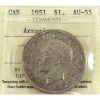 Image 1 : Silver $1 1951 Arnprior ICCS AU55