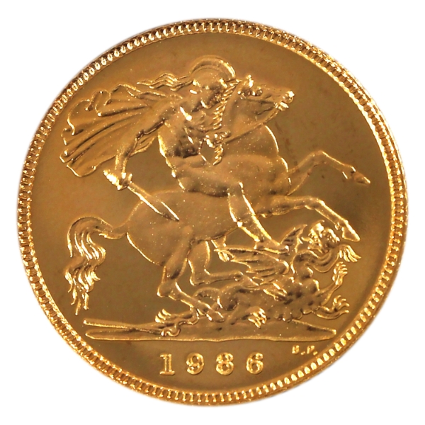 Great Britain Gold 1986 1/2 Sovereign w/ COA #04071 in Royal Mint Case
