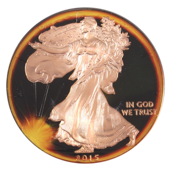 1oz USA 2015 Silver Eagle Eclipse of the Sun w/ Black Ruthenium & 24K Rose Gold Finish