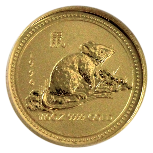 1/10oz Australia 1996 $15 Rat .9999 Fine Gold Coin (Tax Exempt)