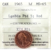 Image 1 : 1-cent 1965 LB P5 Type 4 ICCS MS65 Red