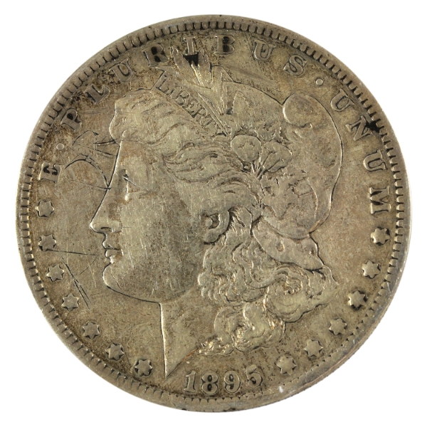 USA Silver 1895-S Morgan Dollar VF (Scratched)