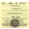 Image 1 : 5-cent 1885 Small 5/5 ICCS EF40
