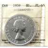 Image 1 : Silver $1 1959 ICCS PL65 Cameo