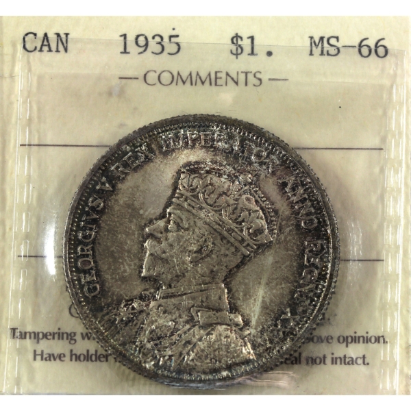 Silver $1 1935 ICCS MS66