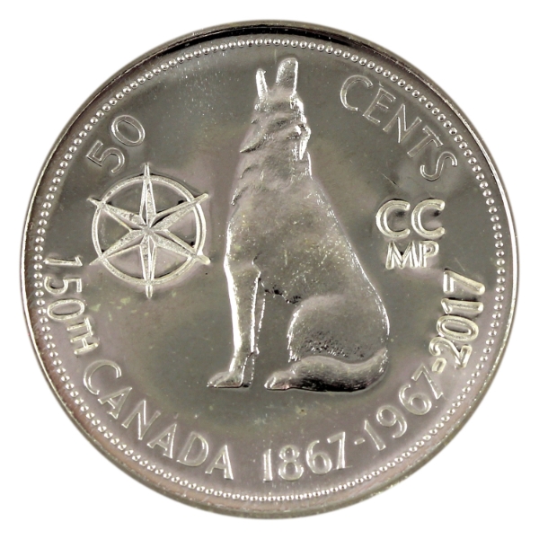 Canada 50-cent 1967 Counter-Stamped Compass Canada 150th Silver Commemorative Coin