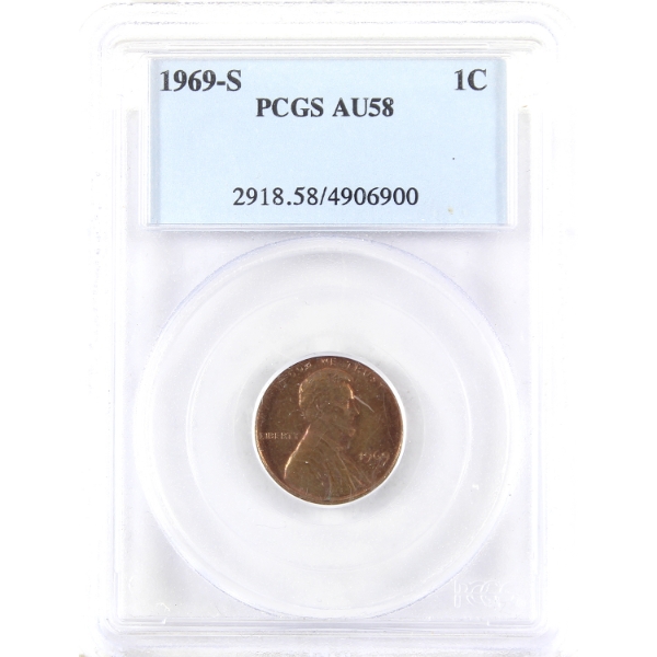 USA 1969-S 1-cent PCGS AU58