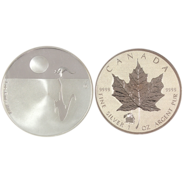 2x 1oz Canada & Australia Fine Silver Rounds. 2pcs. (Tax Exempt)