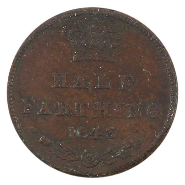 Great Britain 1843 1/2 Farthing VF (Corrosion)