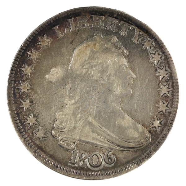 USA Silver 1806 Draped Bust Half Dollar Pointed 6 Stems VF-EF